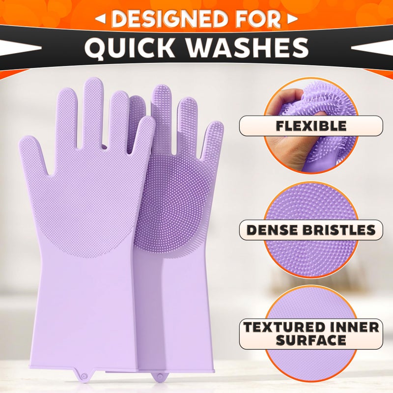 ALPENKOK Silicone Dish Gloves with Scrubbers â€“ Thick Tear-Resistant Dishwashing Gloves â€“ Reusable and Long-Lasting for Multi-Purpose Use, Durable and Strong for Washing Dishes, Kitchen Cleaning & Daily Chores - Image 4